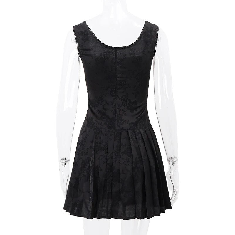 Black Front Stylish Lace-Up Mini Dress