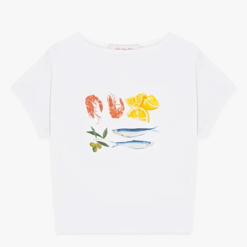 Seafood Graphic Stylish Crop Top