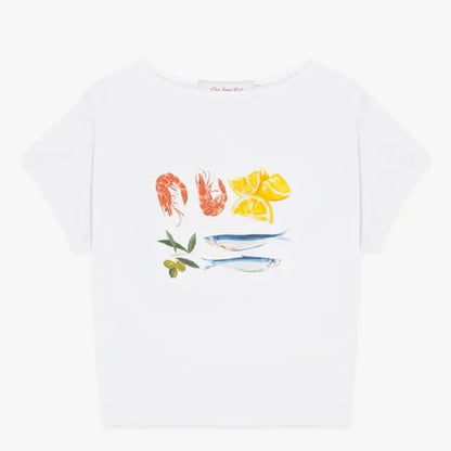 Seafood Graphic Stylish Crop Top