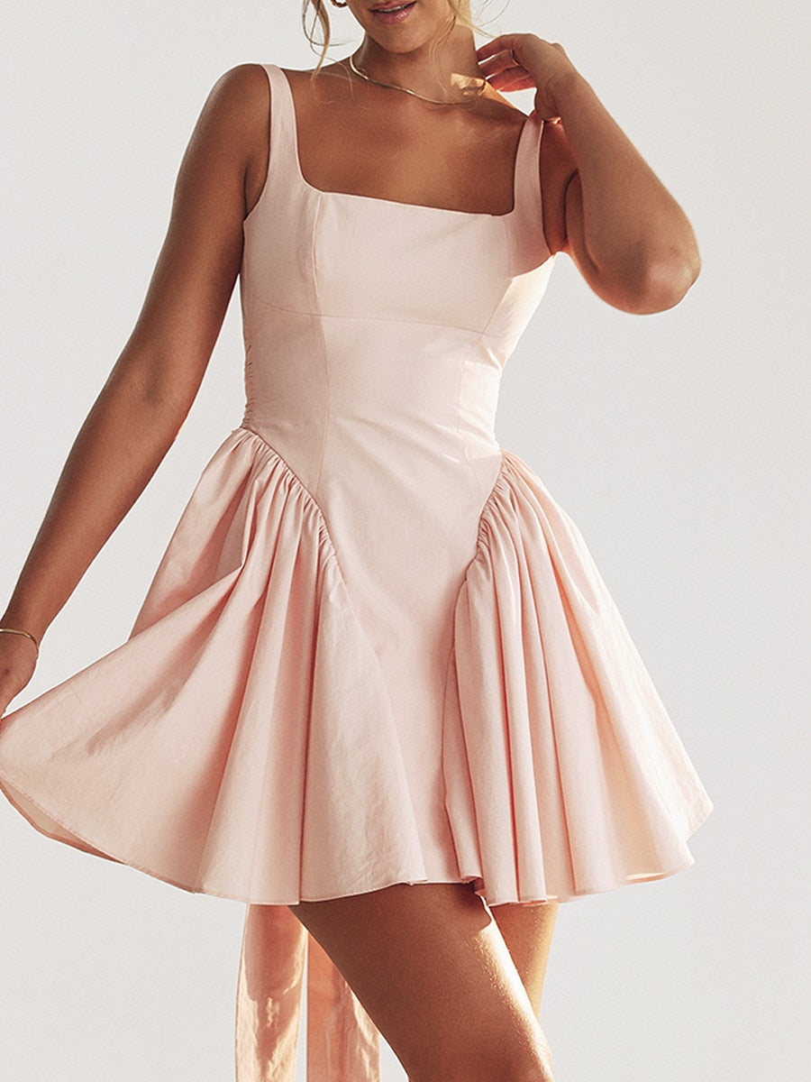 Backless Bow Stylish Mini Dress