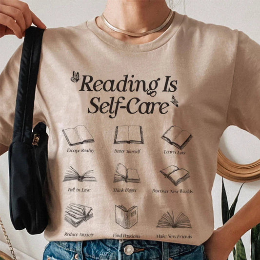 Reading Is Self-Care Bookworm Graceful Graphic Book Lover Tees