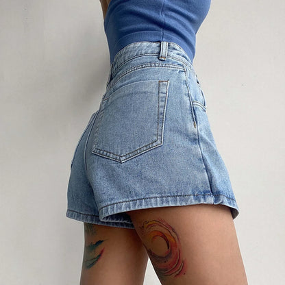 Cosybreezee - High Waist A-Line Denim Skirt Shorts