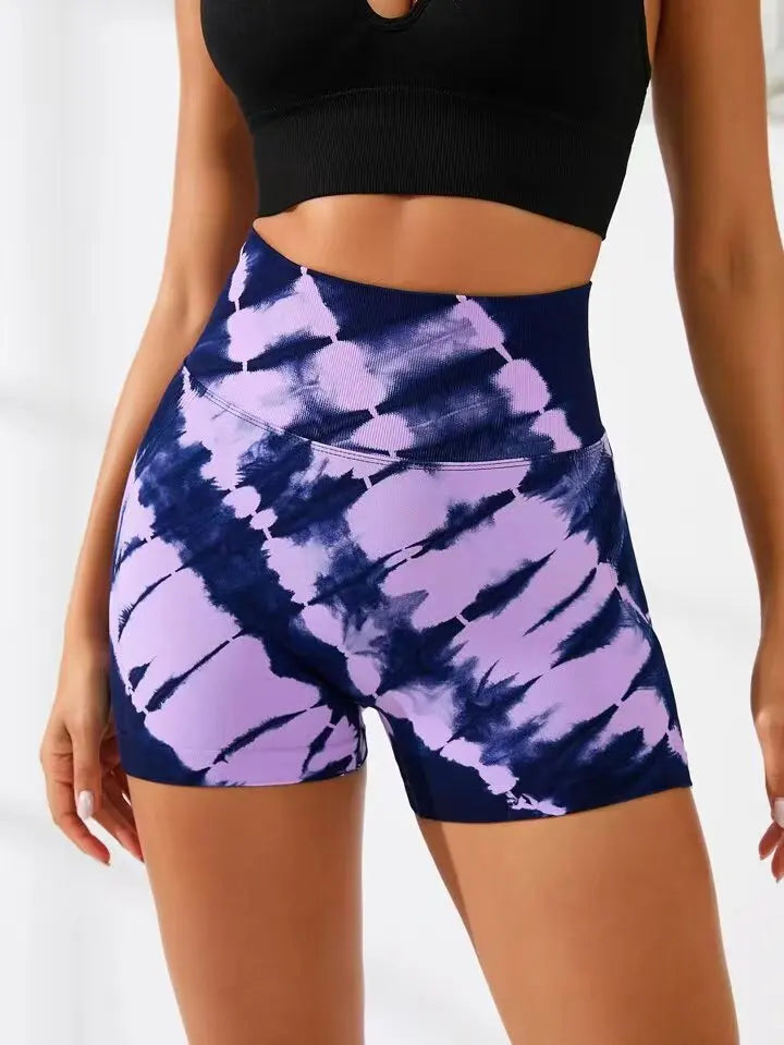 Cosybreezee - High Waist Yoga Tie Dye Shorts