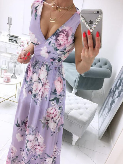 V-neck Evening Fashion Party for Elegant - Split Gown Warm-Season with Women's Side Gown Clubwear