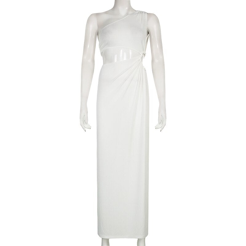 White Shoulder Parties - Women for Split Gown One for Gown and Full-Length Warm-Season Elegant Long Beachwear