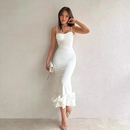 Sexy Slanted One Shoulder Modern Slim Chain Floral Maxi Dress