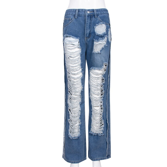 Wide Out Street Hollow - Leg Ripped 2024 Women's Jeans Warm-Season Style