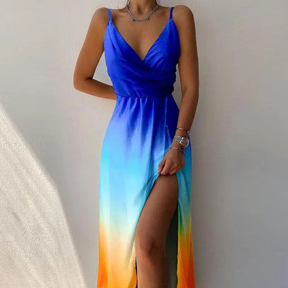 V Warm-Season Gown Sleeveless Design for Party Elegant Neck Women