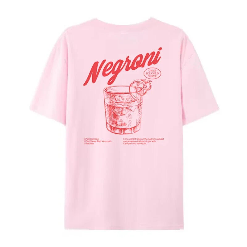 Negroni Back Print Charming Retro Style T-Shirts