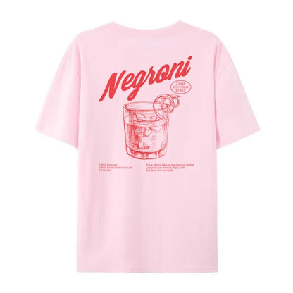 Negroni Back Print Charming Retro Style T-Shirts