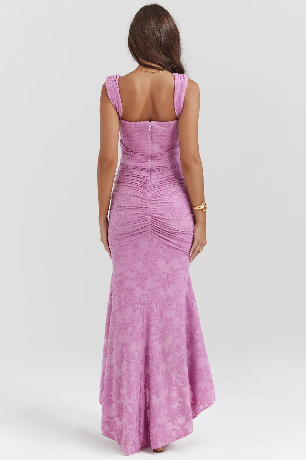 Purple Lace Floral Charming Frill Corset Maxi Dress