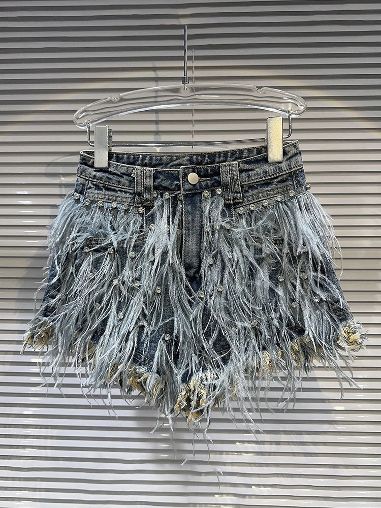 Cosybreezee - Beaded Beauty Tassel Denim Shorts