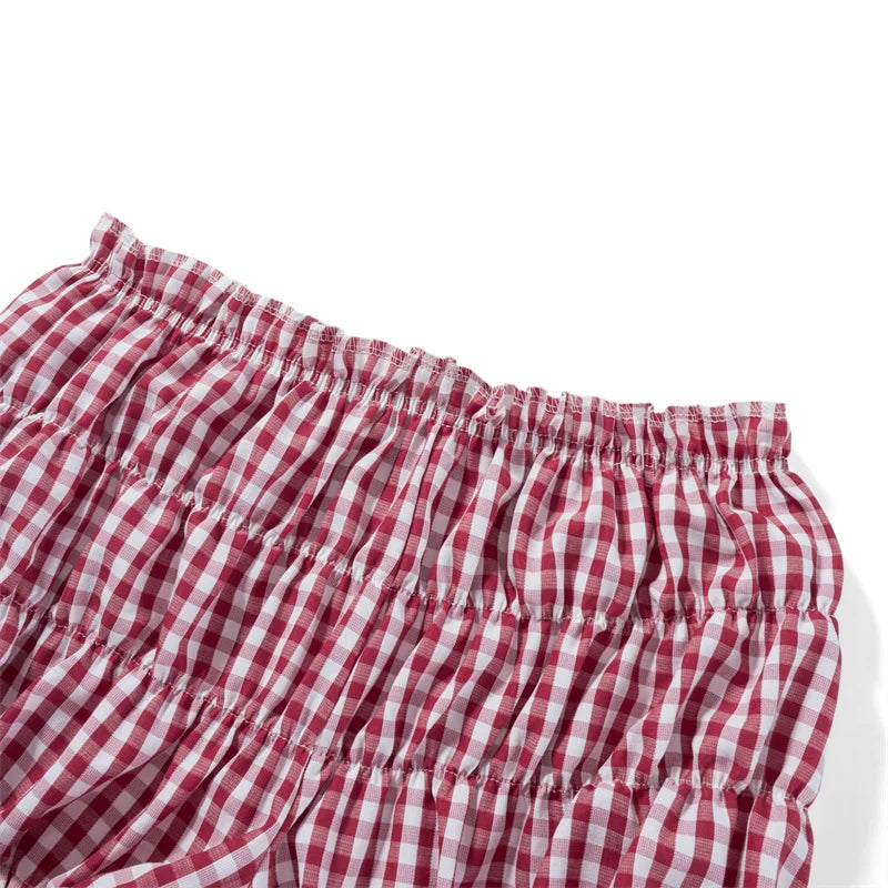 Cosybreezee - Sweetheart Plaid Ruffle Shorts