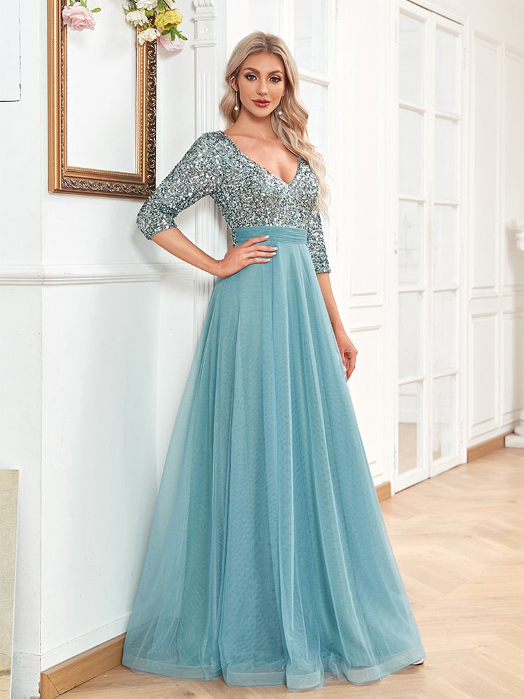 Sexy V-neck Graceful Chiffon Evening Dress