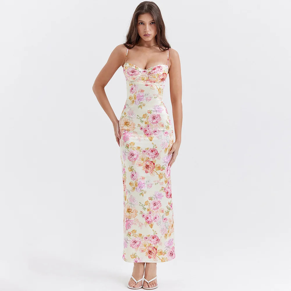 Agness Floral Stylish Maxi Bodycon Dress