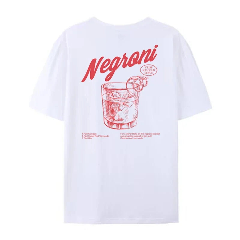 Negroni Back Print Charming Retro Style T-Shirts