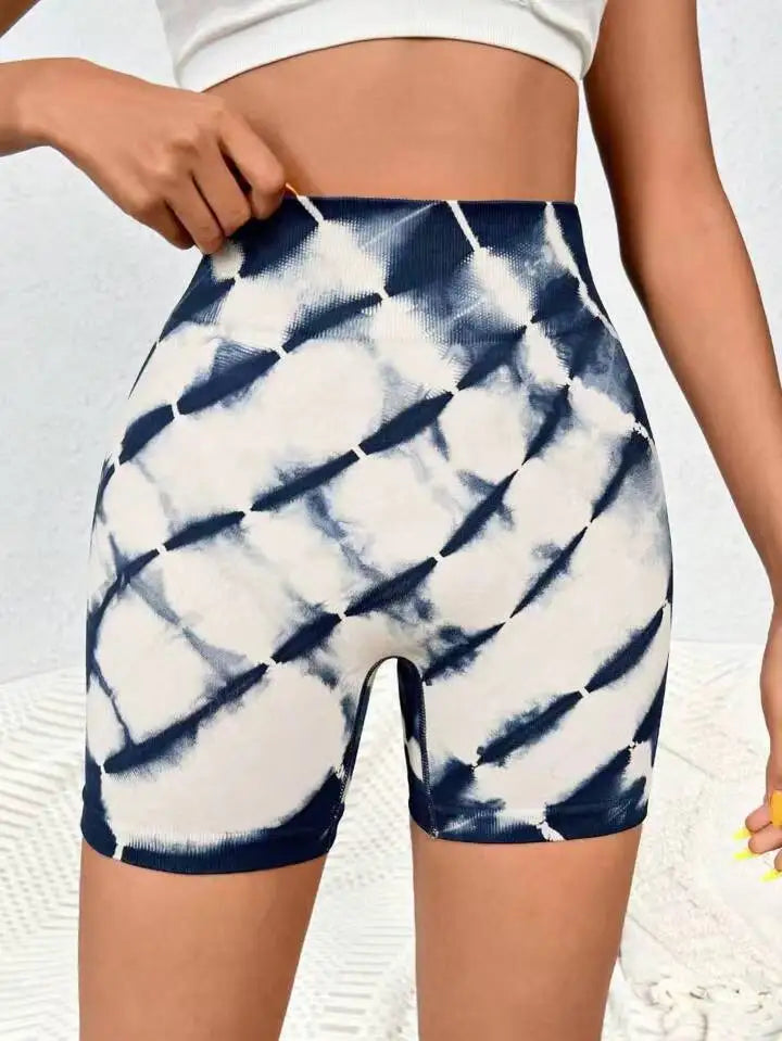 Cosybreezee - High Waist Yoga Tie Dye Shorts