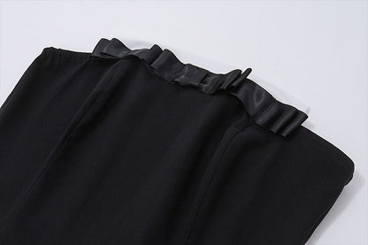 Black Frill Trim Tube Graceful Top And Mini Skirt Set