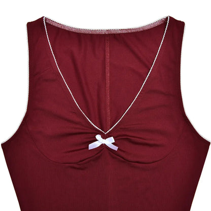 Red V-Neck Bow Charming Sleeveless Mini Dress