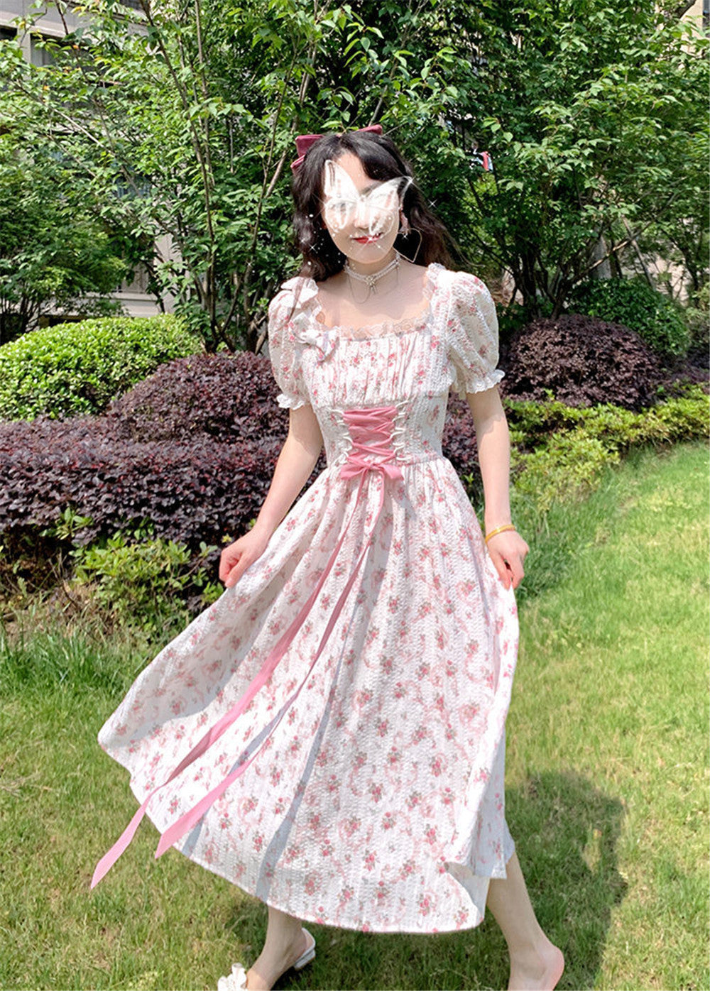 Up Women's Flowered - Gown Lace Korean Princess Fairy Elegant Style