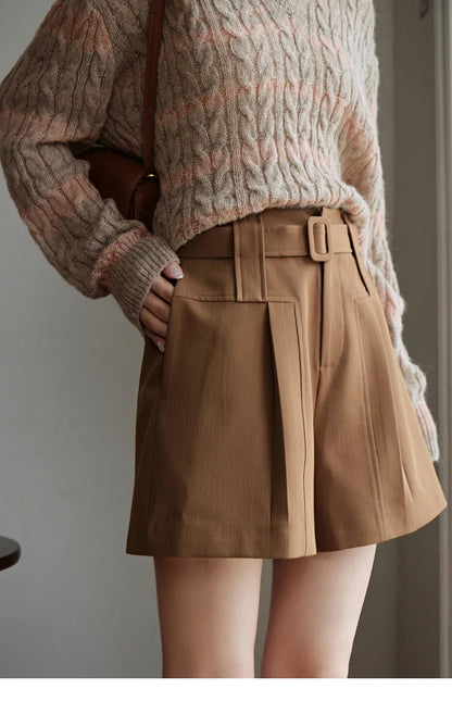 Cosybreezee - Belted Pocketed Wide Leg Shorts