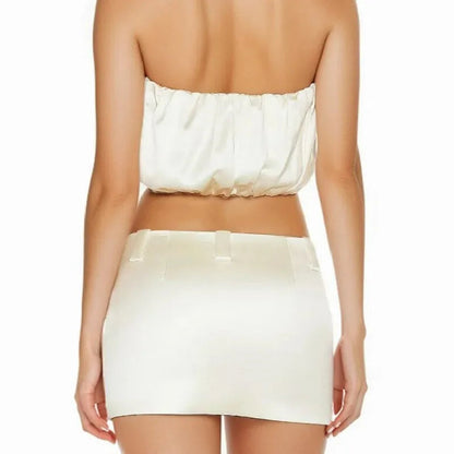 Satin Mock Stylish Pocket Mini Skirt