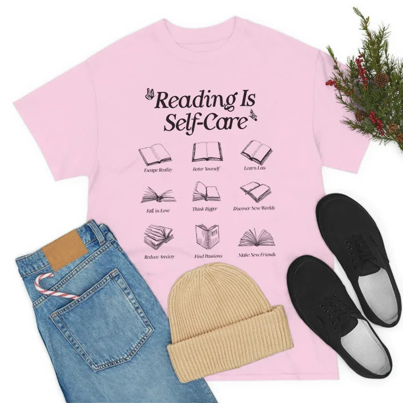 Reading Is Self-Care Bookworm Graceful Graphic Book Lover Tees