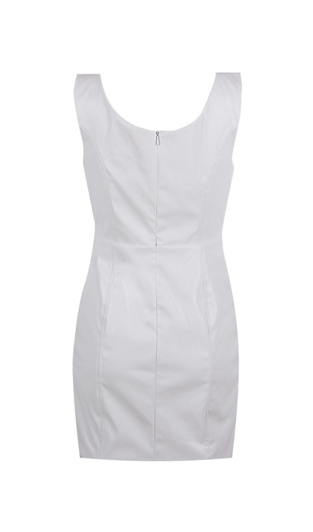 Slipt Leather Mini Dress in White