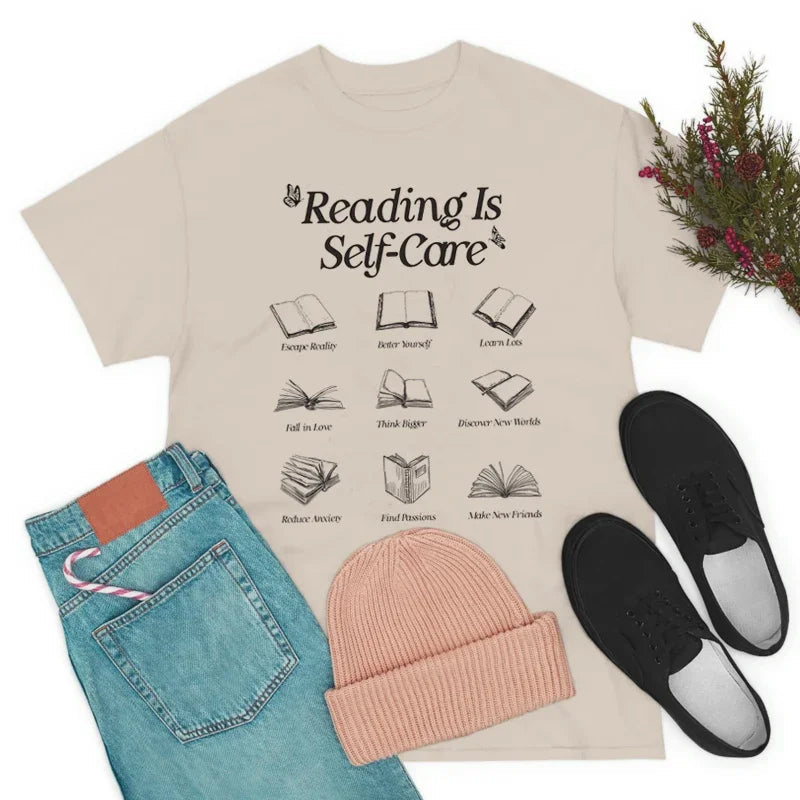 Reading Is Self-Care Bookworm Graceful Graphic Book Lover Tees