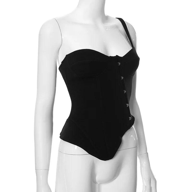 Black Asymetric Stylish Corset Top