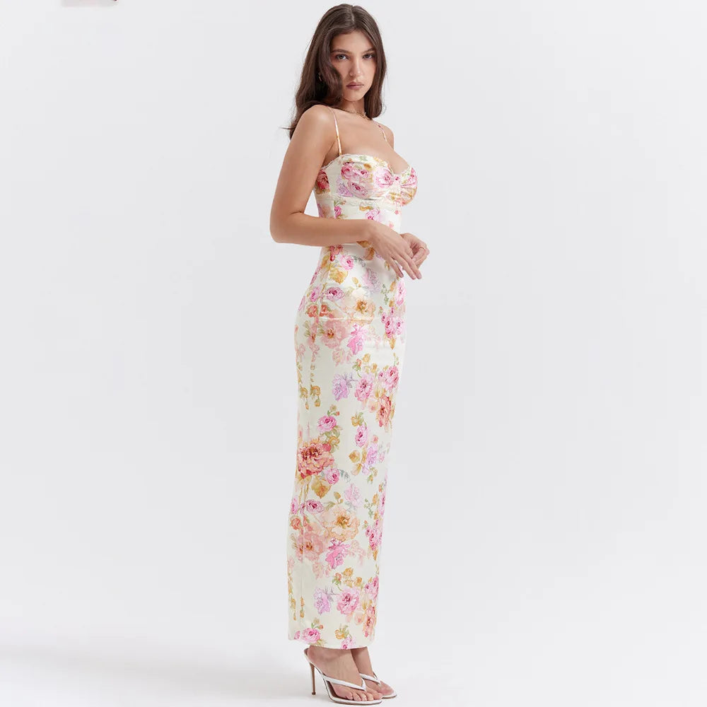 Agness Floral Stylish Maxi Bodycon Dress