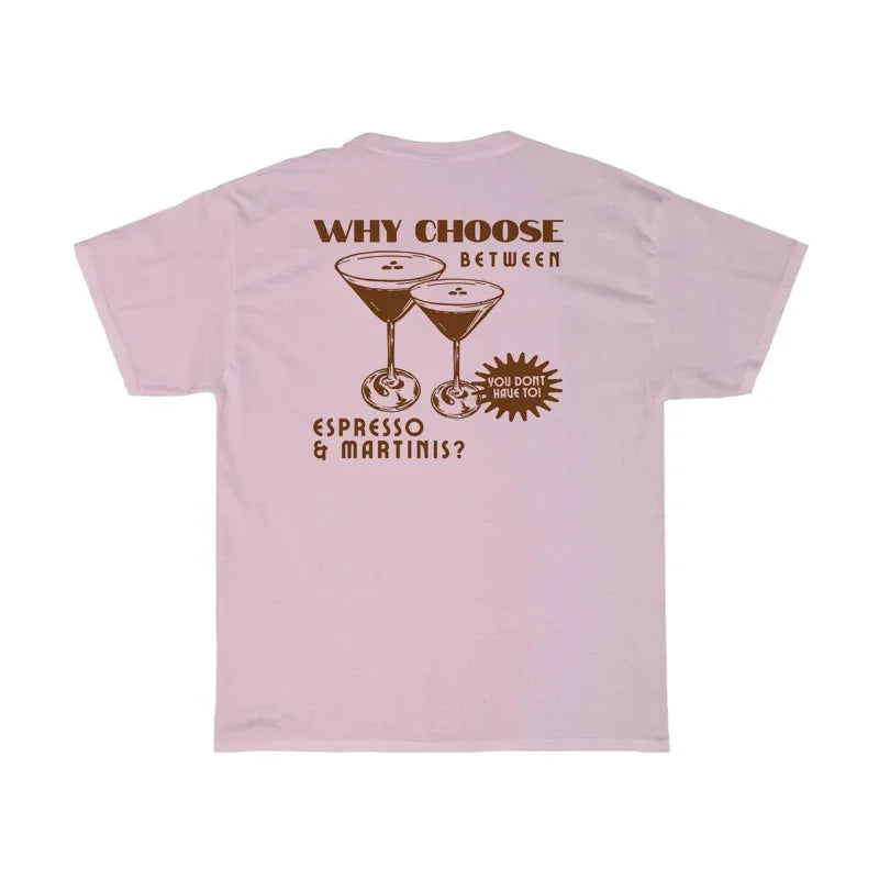 Back Print Stylish Espresso Martini T-Shirt