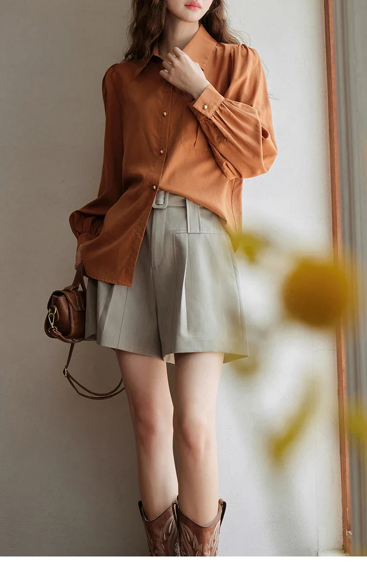 Cosybreezee - Belted Pocketed Wide Leg Shorts