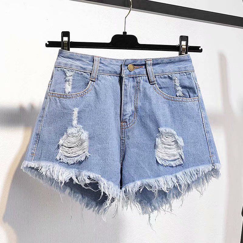 Tassel Detail Shorts Waist High and Denim with for Pockets Women