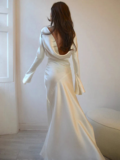 Satin Backless Maxi Dress