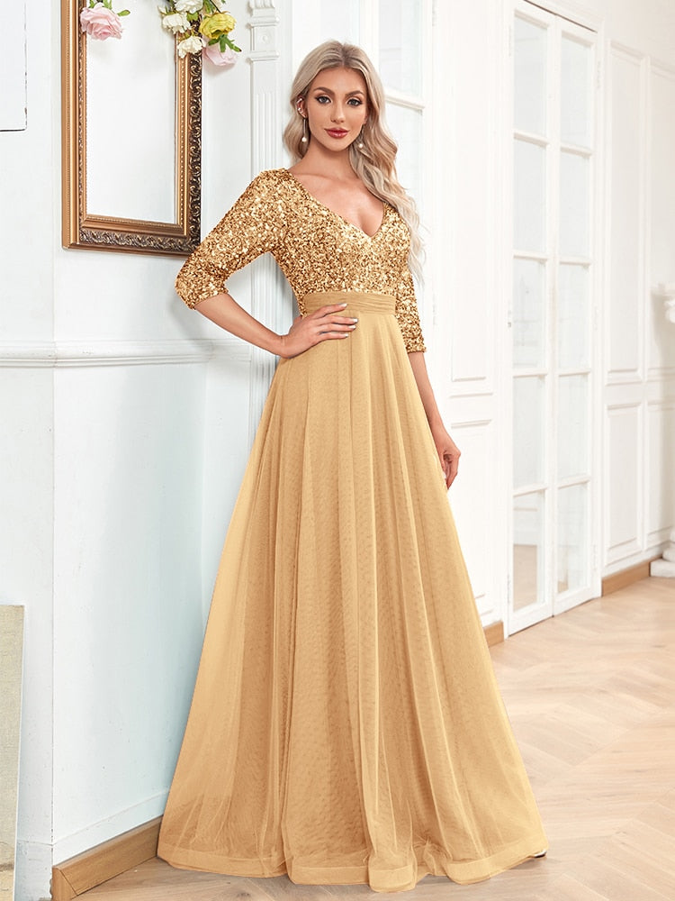 Sexy V-neck Graceful Chiffon Evening Dress