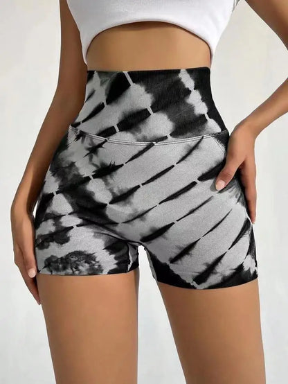 Cosybreezee - High Waist Yoga Tie Dye Shorts