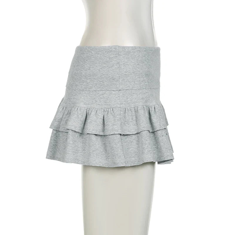 Ruffle Tiered Stylish Micro Mini Skirt