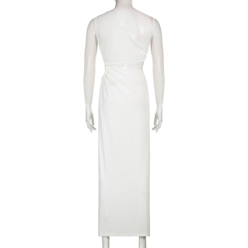 White Shoulder Parties - Women for Split Gown One for Gown and Full-Length Warm-Season Elegant Long Beachwear