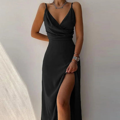 V Warm-Season Gown Sleeveless Design for Party Elegant Neck Women