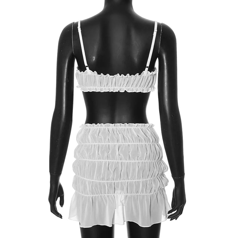 Ruched Bralette And Charming Mini Skirt Set