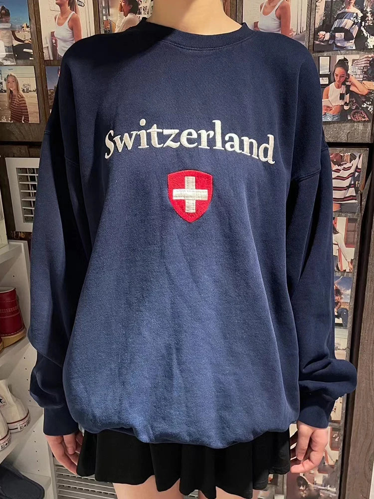 Blue Elegant Switzerland Sweatshirt