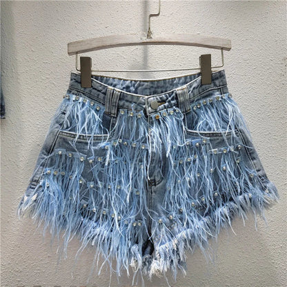 Cosybreezee - Beaded Beauty Tassel Denim Shorts