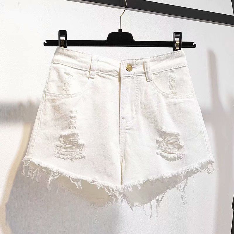 Tassel Detail Shorts Waist High and Denim with for Pockets Women