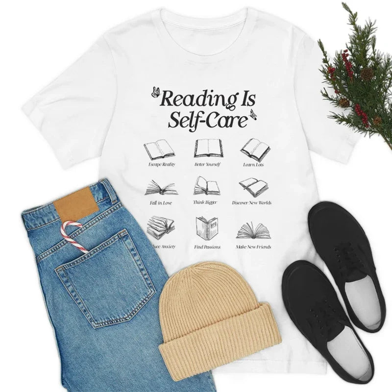 Reading Is Self-Care Bookworm Graceful Graphic Book Lover Tees