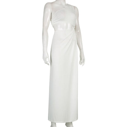 White Shoulder Parties - Women for Split Gown One for Gown and Full-Length Warm-Season Elegant Long Beachwear