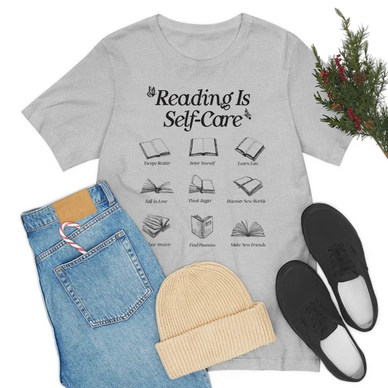 Reading Is Self-Care Bookworm Graceful Graphic Book Lover Tees