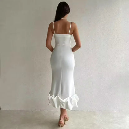 Sexy Slanted One Shoulder Modern Slim Chain Floral Maxi Dress