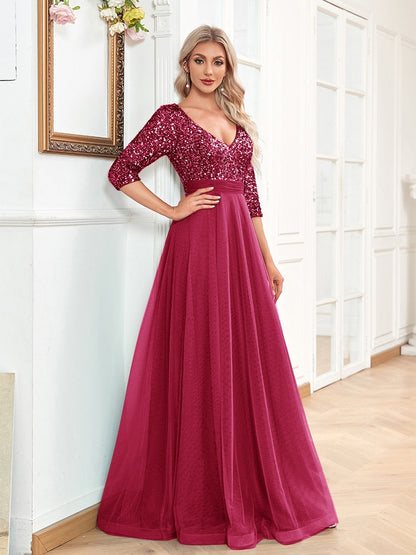 Sexy V-neck Graceful Chiffon Evening Dress