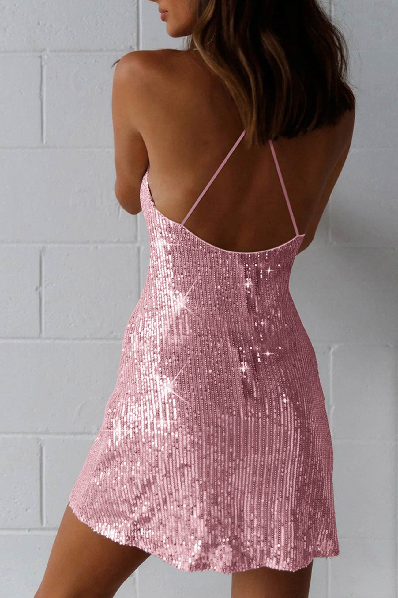 Sequin Crisscross Back Dress